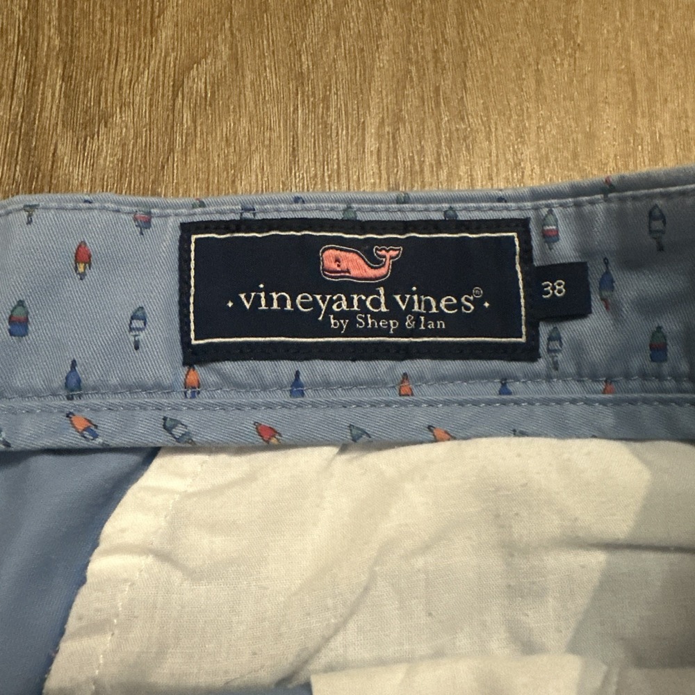 Vineyard Vines Men's Breaker Shorts Blue Print All Over Chino Beach Preppy 38 - Picture 2 of 10